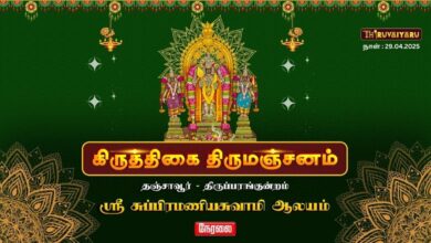 Photo of 🔴 Live – தஞ்சாவூர்-திருப்பரங்குன்றம் ஸ்ரீ சுப்பிரமணியசுவாமி ஆலய கிருத்திகை திருமஞ்சனம்