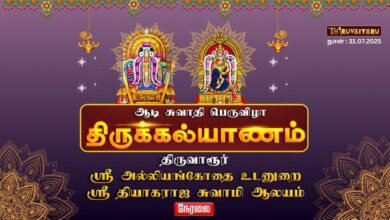 Photo of 🔴Live – திருவாரூர் ஸ்ரீ தியாகராஜசுவாமி ஆலய ஆடி சுவாதி பெருவிழா திருக்கல்யாணம் | Thirukalyanam