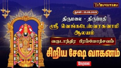 Photo of 🔴LIVE: திருமலை-திருப்பதி ஸ்ரீ வெங்கடேஸ்வரர் ஆலய வருடாந்திர பிரம்மோற்சவம் சிறிய சேஷ வாகனம்