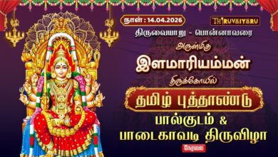 Photo of 🔴LIVE : திருவையாறு – பொன்னாவரை ஸ்ரீ இளமாரியம்மன் ஆலய தமிழ் புத்தாண்டு பால்குட பாடைகாவடி திருவிழா