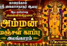 Photo of காரைக்கால் ஸ்ரீ கைலாசநாதர் ஆலய ஆடி 3வது வெள்ளிக்கிழமை அம்மன் மஞ்சள் காப்பு அலங்காரம் | Manjal Kaappu